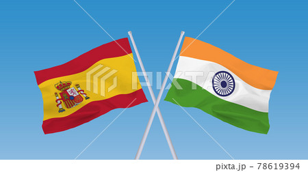 インドとスペインの国旗のイラスト素材 インドとスペインの国旗のイラスト素材