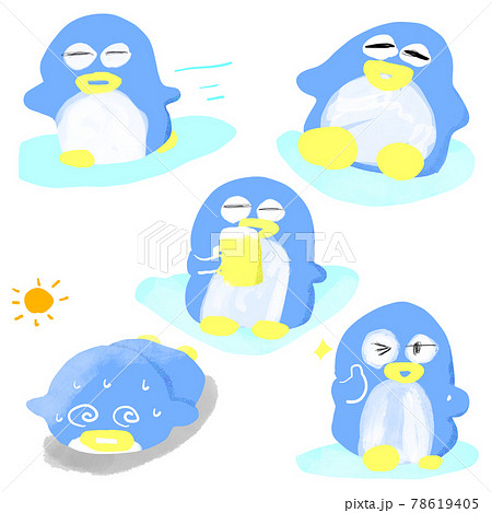 版画】『グリヴォルト』（ペンギン 絵画 イラスト 暑さ対策 涼しい 氷 