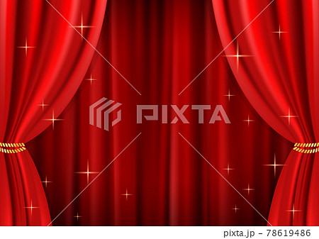 高級感のあるキラキラしたレッドカーテンのイラスト背景素材(ベクターあり) 78619486