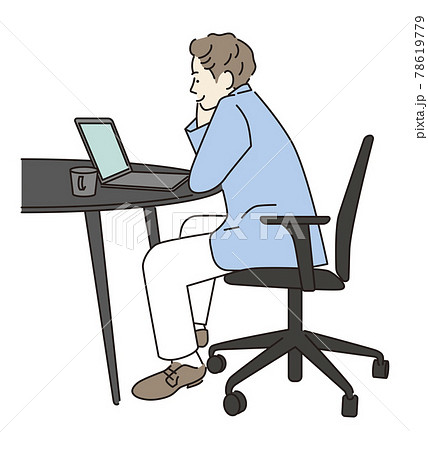 シンプル　イラスト　仕事をする男性の横顔 78619779