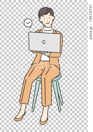 シンプル　イラスト　チェックする女性 78619787