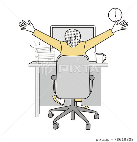シンプル　イラスト　定時退社できて喜ぶ女性 78619808
