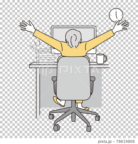 シンプル　イラスト　定時退社できて喜ぶ女性 78619808