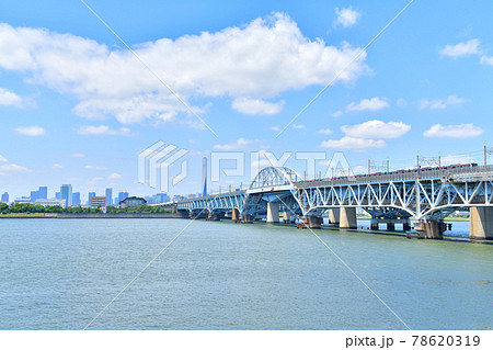 荒川河口橋／荒川湾岸橋を江戸川区側／河口側より望む(東京都江戸川区)【2021.6】 78620319