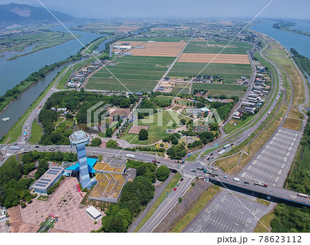 航空撮影した木曽三川公園付近の地域の風景 78623112