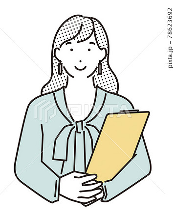 シンプル イラスト ボードを持って挨拶をする女性 シンプル イラスト ボードを持って挨拶をする女性 78623692