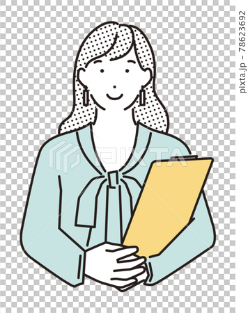 シンプル イラスト ボードを持って挨拶をする女性 シンプル イラスト ボードを持って挨拶をする女性 78623692