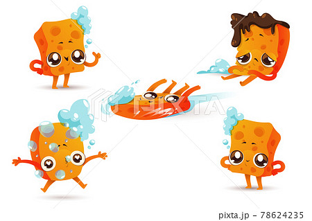 Sponge for cleaning dishes, cute cartoon mascot Sponge for cleaning dishes, cute cartoon mascot 78624235