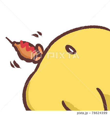ホットドッグを食べているひよこ ホットドッグを食べているひよこ 78624399