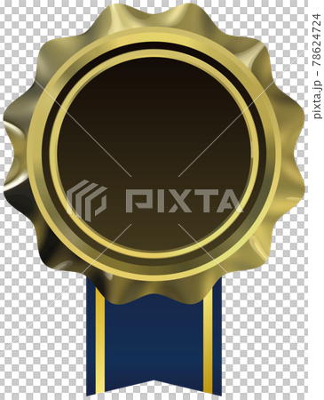 金のエンブレム リボン付 ベクターフレームイラスト 金のエンブレム リボン付 ベクターフレームイラスト 78624724