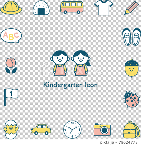 幼稚園の先生とアイコンセット 幼稚園の先生とアイコンセット 78624778