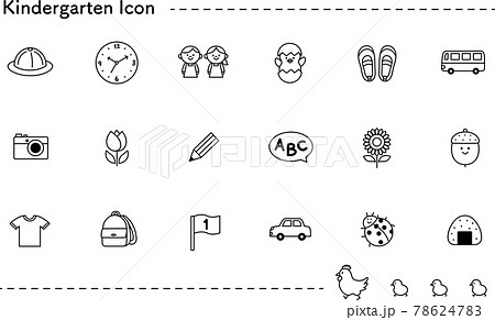 幼稚園のかわいいアイコンセット(線画) 幼稚園のかわいいアイコンセット(線画) 78624783