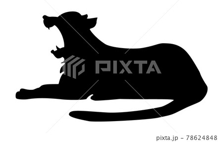 大きく口を開けた虎のシルエット 大きく口を開けた虎のシルエット 78624848