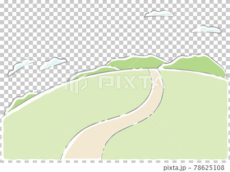 道がつづく丘のイラスト背景のイラスト素材