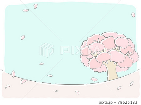 大きな桜の木のイラスト背景のイラスト素材
