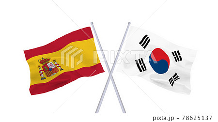 韓国とスペインの国旗 韓国とスペインの国旗 78625137