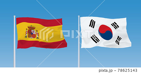 韓国とスペインの国旗