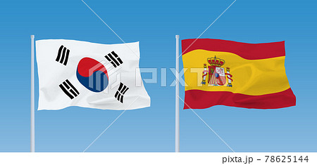 韓国とスペインの国旗