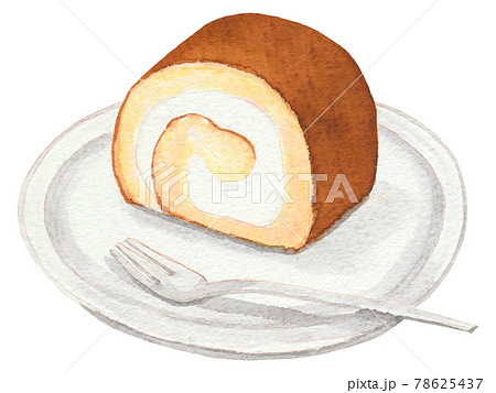 手描き飲食メニュー ロールケーキのイラスト素材