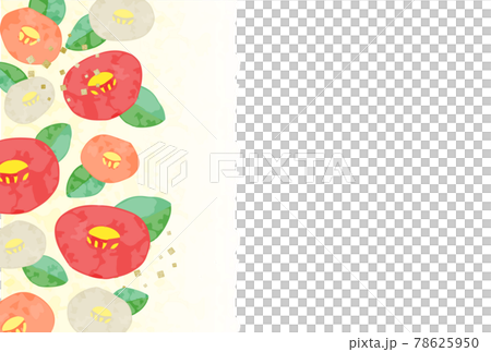 水彩風 椿の和風背景素材のベクターイラスト 金箔風あしらい入りのイラスト素材