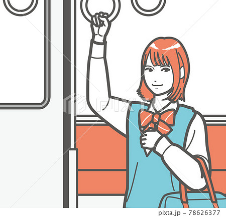 つり革につかまる女子高生④ 78626377