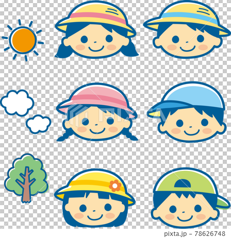 帽子をかぶった子供のイラスト_ライン有ネイビー 78626748