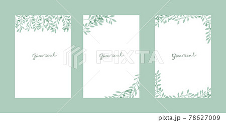 手描きタッチのシンプル草木フレームポストカードセット 78627009