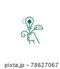 Abstract green energy icon. Hand holds eco bulb. 78627067