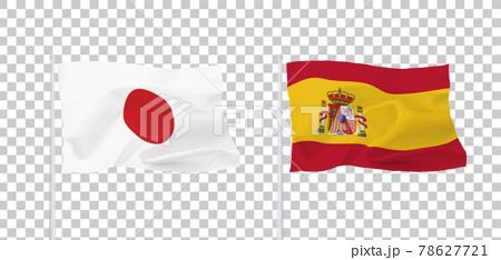 日本とスペインの国旗のイラスト素材