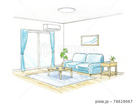 部屋の内観パース　水彩イラスト 78628067