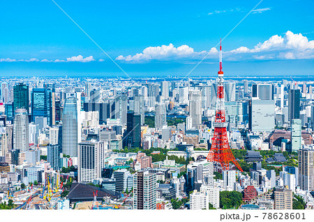 東京都心のパノラマ都市風景・夏の街並み眺望(東京都港区) 東京都心のパノラマ都市風景・夏の街並み眺望(東京都港区) 78628601