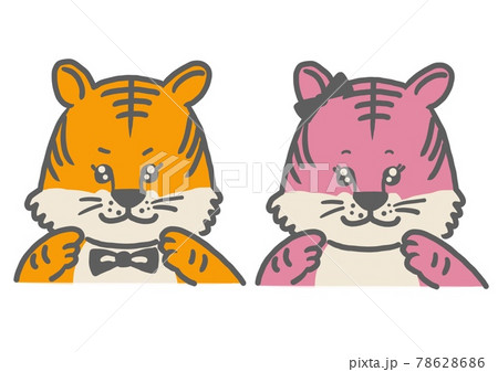 蝶ネクタイをしたトラの男の子&リボンをしたトラの女の子 78628686