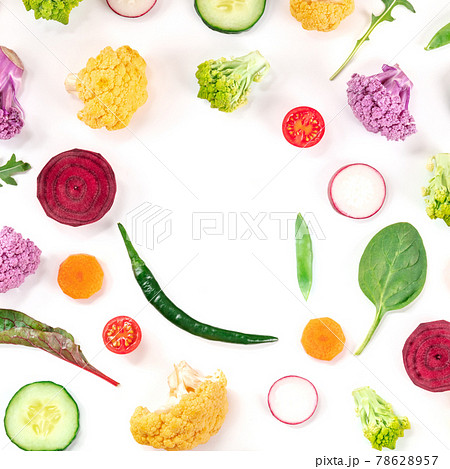 Fresh vegetable square design template with a place for text Fresh vegetable square design template with a place for text 78628957