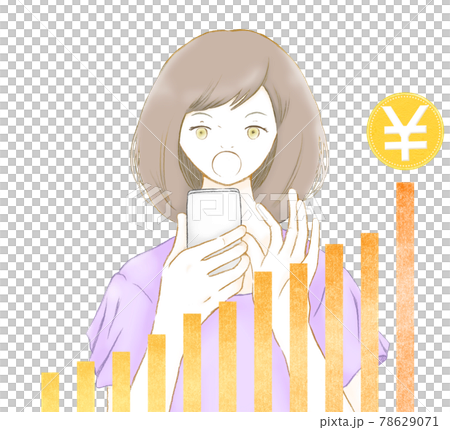 スマホと金額アップに驚く若い女性 78629071