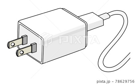 白色のAC-DCアダプタ（スマホ用の充電器） 78629756