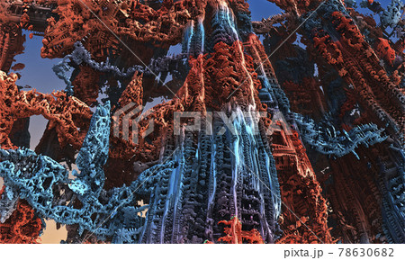 fractal geometric world of intertwining blue and orange columns fractal geometric world of intertwining blue and orange columns 78630682