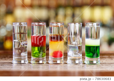 Multi-layer cocktails for a party 78630683