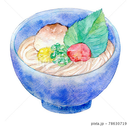 水彩イラスト 梅おろしうどん のイラスト素材