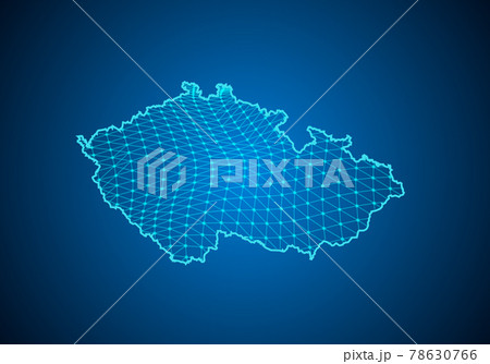 Abstract digital map of czech Republic with particles dots and line. polygonal network business. Wireframe landscape background. Big Data. 3d futuristic. Global network connection. Abstract digital map of czech Republic with particles dots and line. polygonal network business. Wireframe landscape background. Big Data. 3d futuristic. Global network connection. 78630766