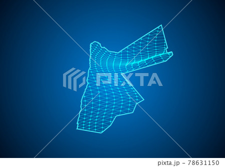 Abstract digital map of jordan with particles...のイラスト素材 [78631150] - PIXTA