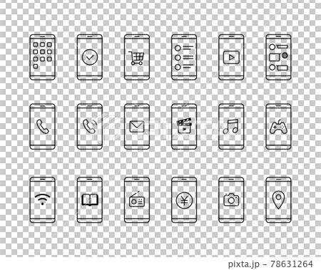 Smartphone and app icon set Smartphone... - Stock Illustration ...