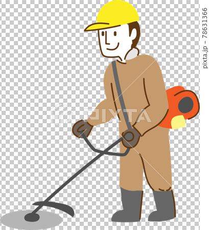 A man doing weeding work using a brush cutter 78631366