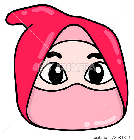 pink ninja head, doodle icon drawing pink ninja head, doodle icon drawing 78631811
