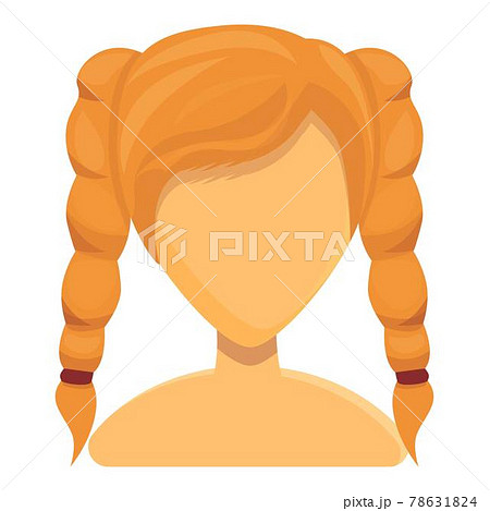 Pigtails hairstyle icon, cartoon style 78631824