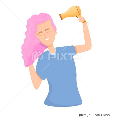 Woman dries hair icon, cartoon style Woman dries hair icon, cartoon style 78631899