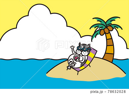 季節の素材：フレンチブルドッグの夏のカード 78632028