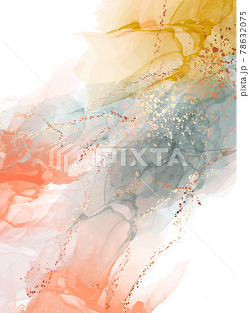 Vivid gradient Abstract orange yellow watercolor painting. Background Posters with golden elements 78632075