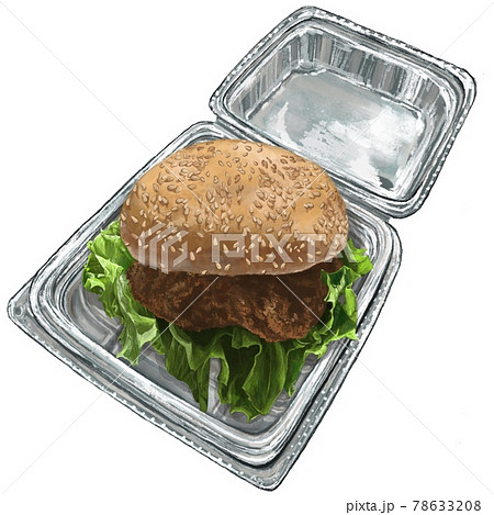 アルミパックに入ったハンバーガーの手描き風イラスト 78633208