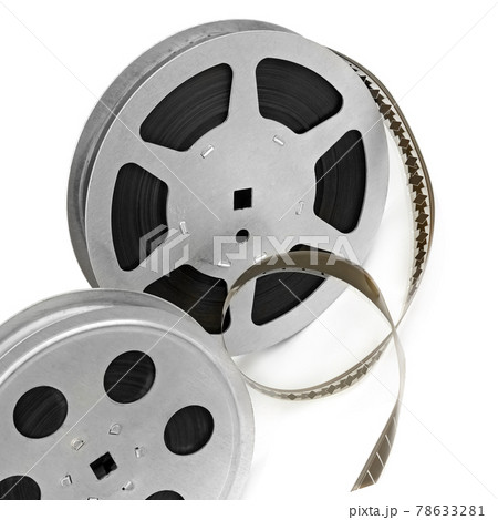 Film reels isolated on white background. Retro equipment . Film reels isolated on white background. Retro equipment . 78633281