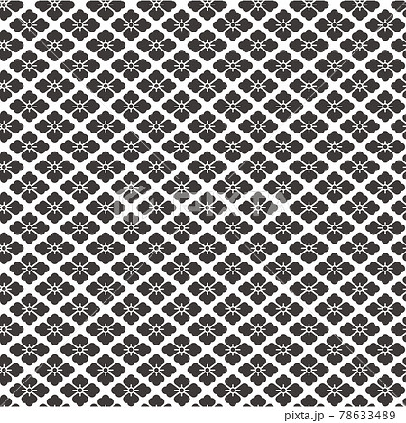 和柄のパターン 背景 花菱のシルエット 白黒のイラスト素材